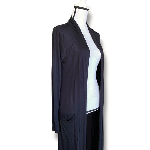 Revolve FRAME Long Line Duster Cardigan Fits Sz XS/S Black Fitted Long Sleeves - Picture 8 of 8